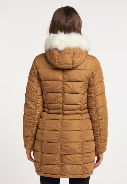 Faina Women's Quilted Coat With Faux Fur