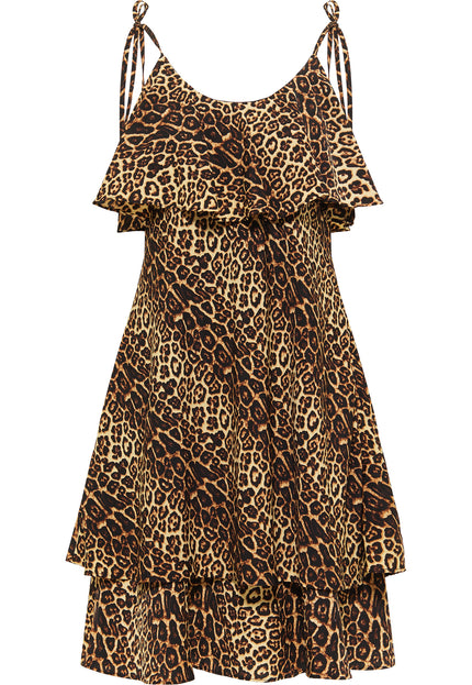 Faina Women's Dress With Leopard Print