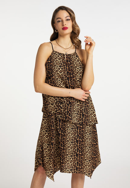 Faina Women's Dress With Leopard Print