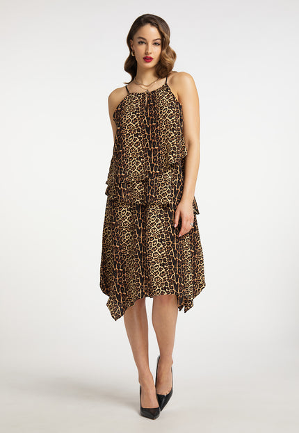 Faina Women's Dress With Leopard Print