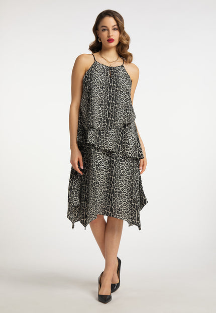 Faina Women's Dress With Leopard Print