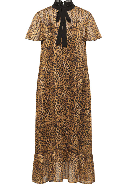 Faina Women's Midi Dress With Leopard Print