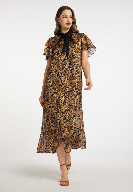 Faina Women's Midi Dress With Leopard Print