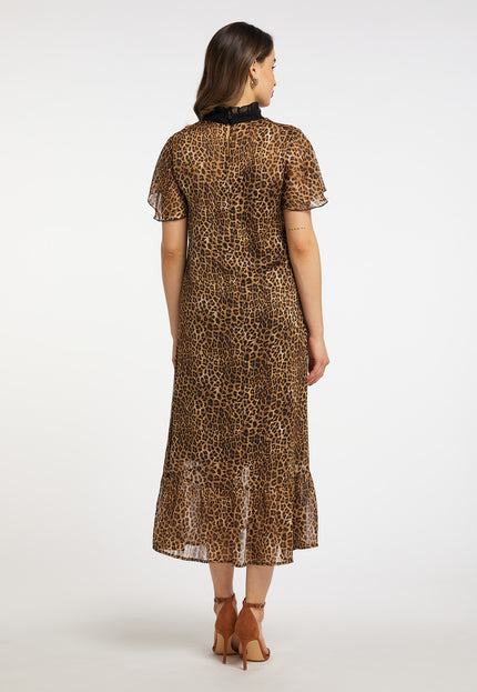 Faina Women's Midi Dress With Leopard Print