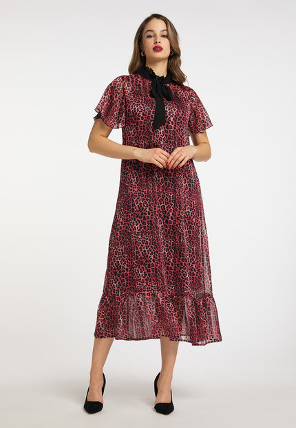 Faina Women's Midi Dress With Leopard Print