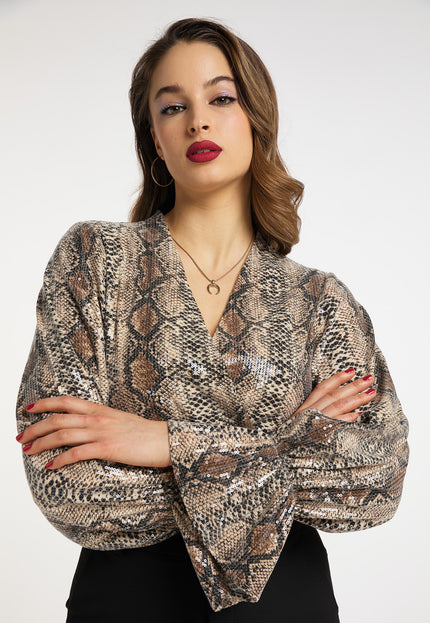 Faina Women's Wrap Blouse With Sequins