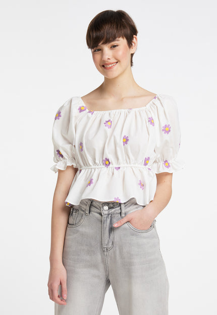 Mymo Women's Embroidered Cropped Blouse