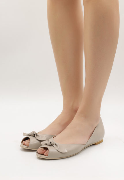 Usha Blue Label Peep-Toe-Ballerina aus Leder für Damen