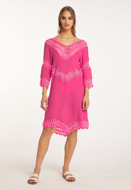 Izia Women's Tunic Dress Mini With Crochet Part