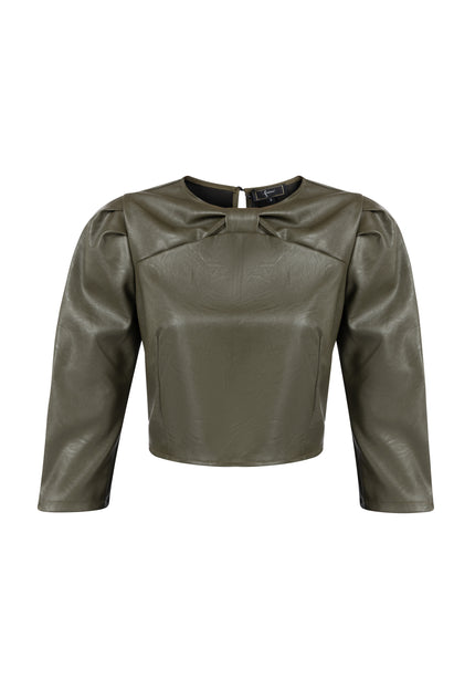 Faina Women's Faux Leather Blouse