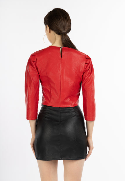 Faina Women's Faux Leather Blouse