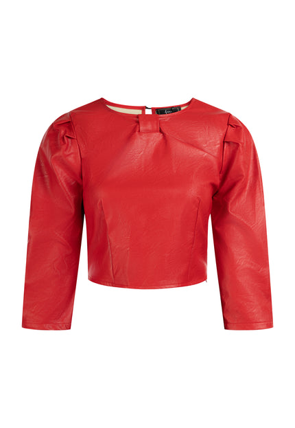 Faina Women's Faux Leather Blouse