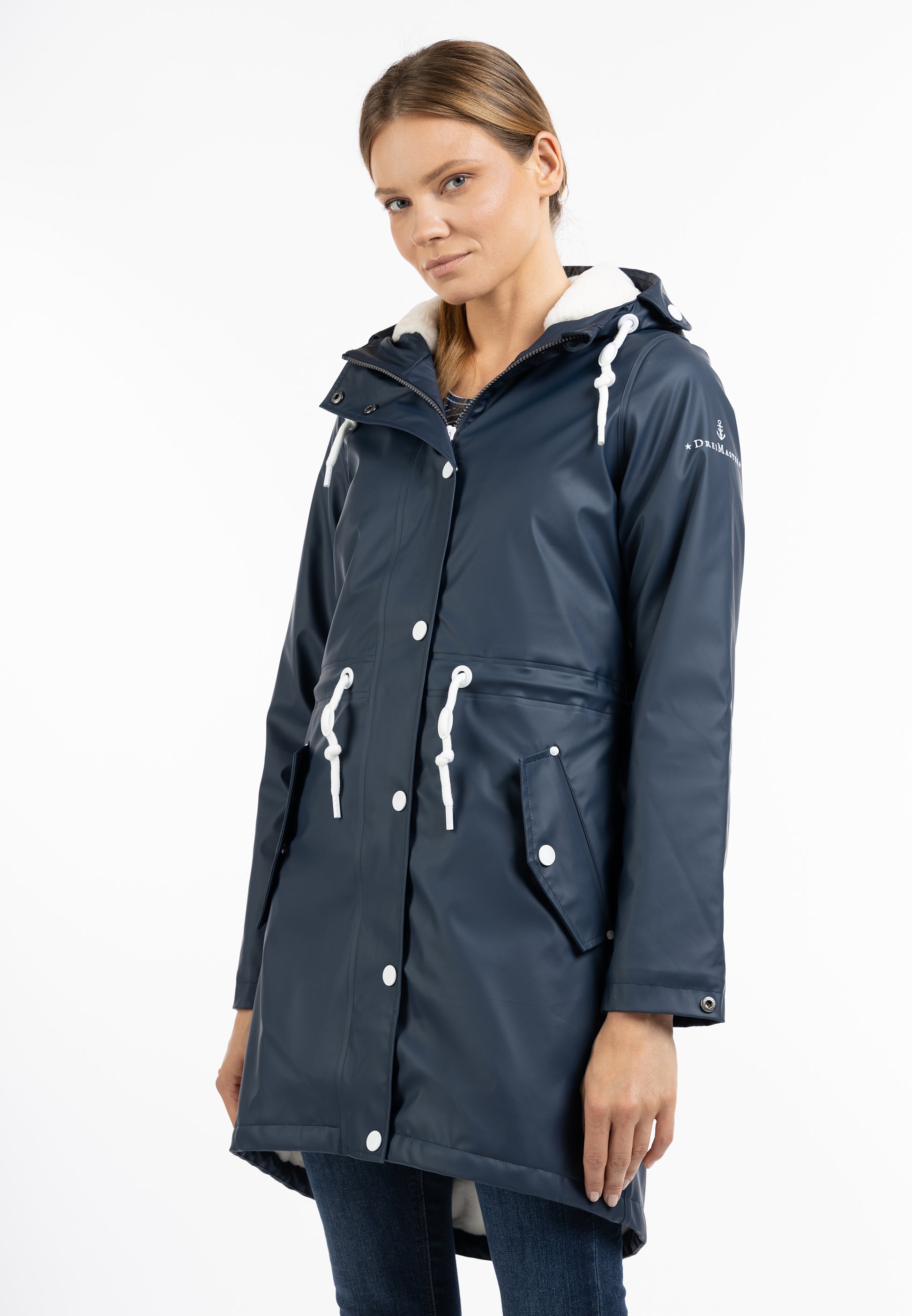 Dreimaster maritim Women's Raincoat With Faux Fur Lining