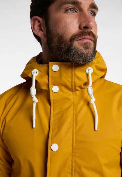 Dreimaster maritim Men's Rain Jacket With A Subtle Print On The Back Of The Outer Fabric