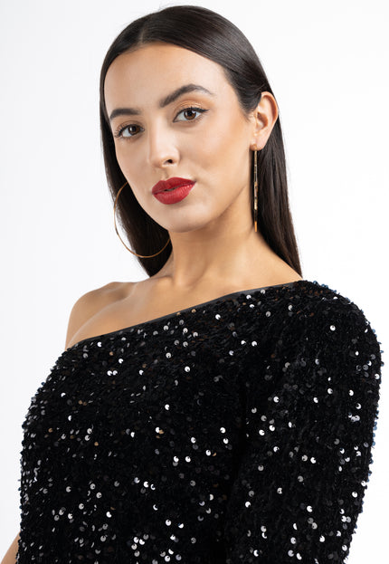 Faina Women's One-Shoulder Sequin Top