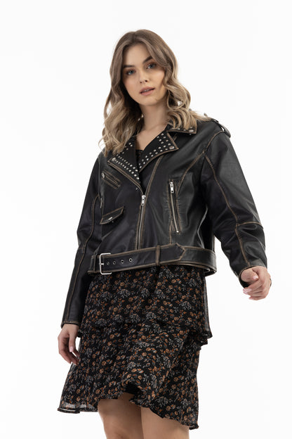 Dreimaster vintage Women's Biker Style Leather Jacket