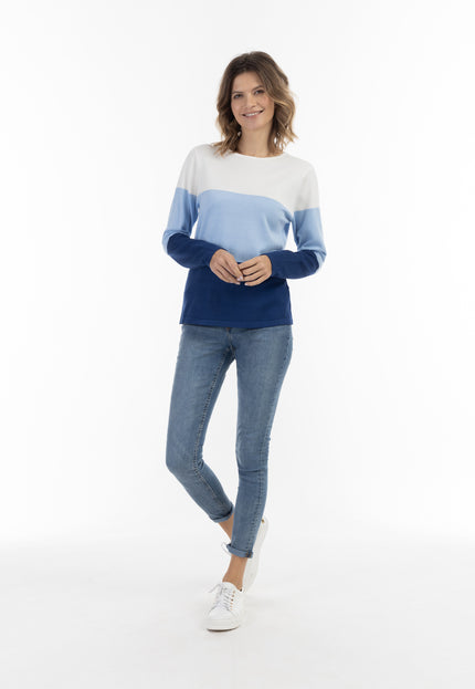 Usha blue label Women's Fine Knit Sweater With Block Stripes