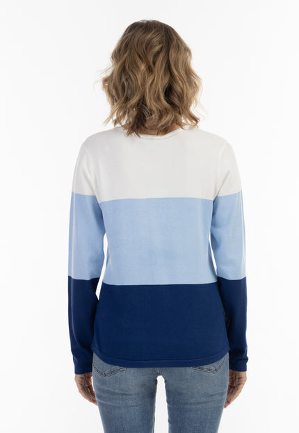 Usha blue label Women's Fine Knit Sweater With Block Stripes