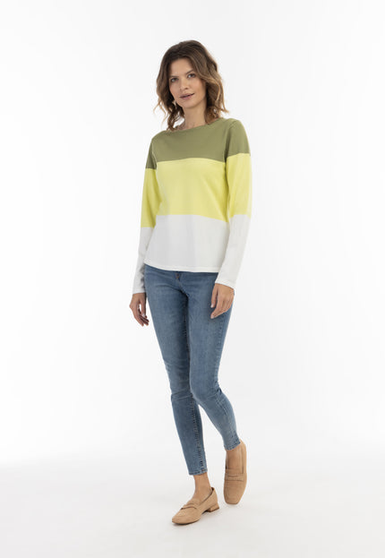 Usha blue label Women's Fine Knit Sweater With Block Stripes