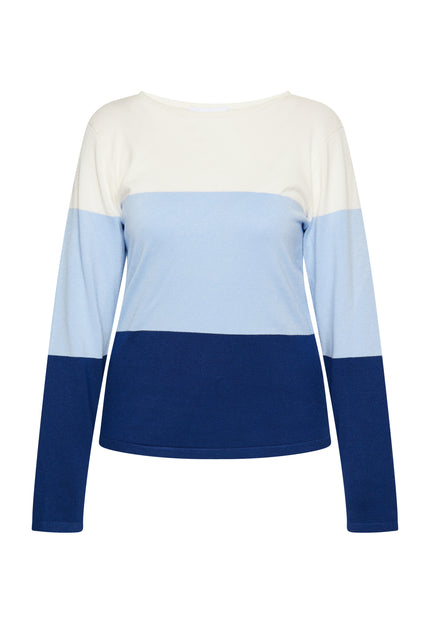 Usha blue label Women's Fine Knit Sweater With Block Stripes