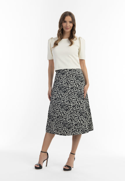 Faina Women's Midi Skirt With Leopard Print