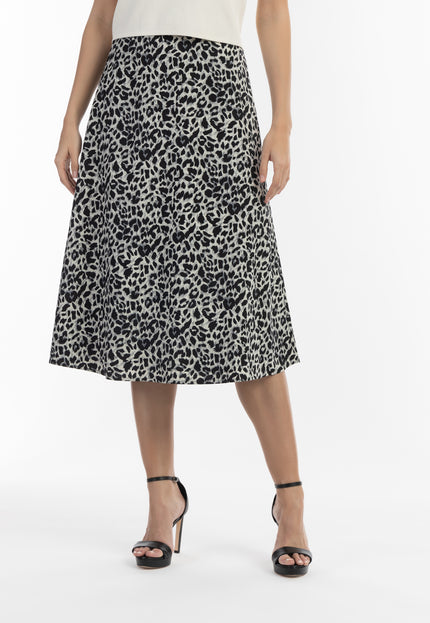 Faina Women's Midi Skirt With Leopard Print