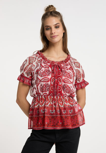 Usha festival Women's Blouse Shirt With Ruffle Sleeves