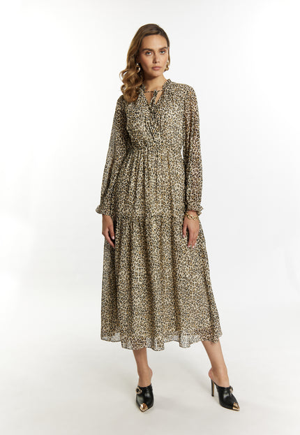 Faina Women's Maxi Dress With Leopard Print