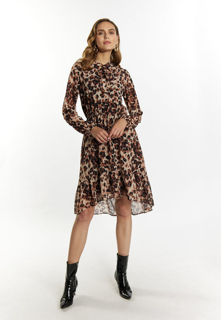 Faina Women's Dress With Leopard Print