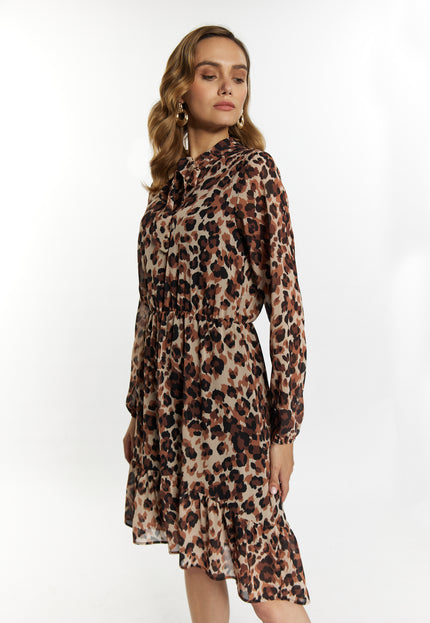 Faina Women's Dress With Leopard Print