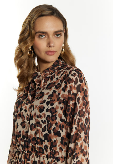 Faina Women's Dress With Leopard Print