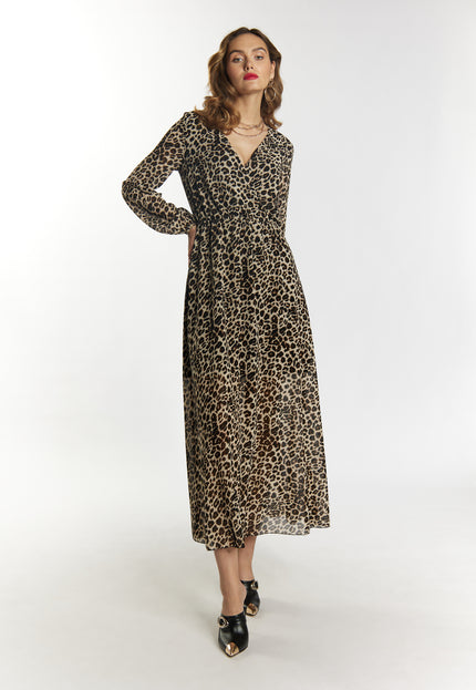 Faina Women's Maxi Dress With Leopard Print