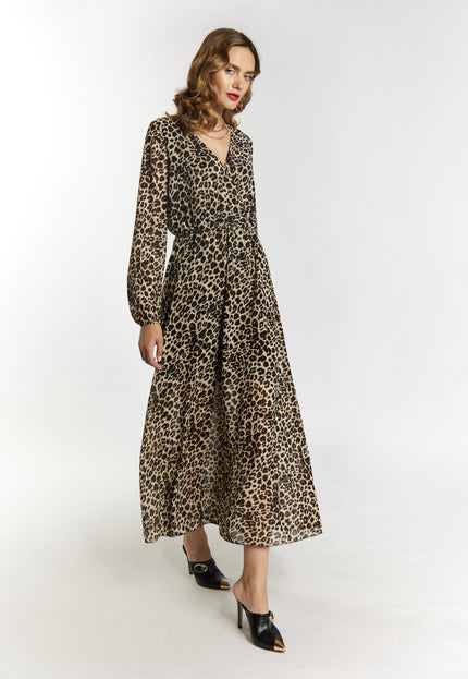 Faina Women's Maxi Dress With Leopard Print