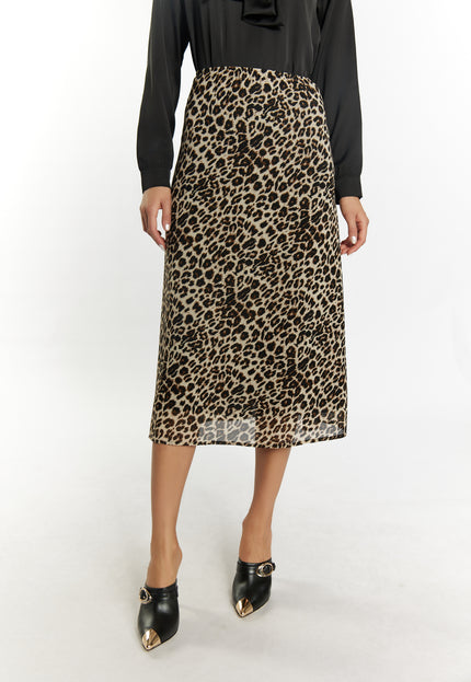 Faina Women's Skirt With Leopard Print