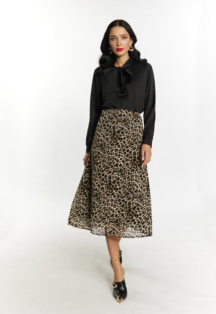 Faina Women's Skirt With Leopard Print