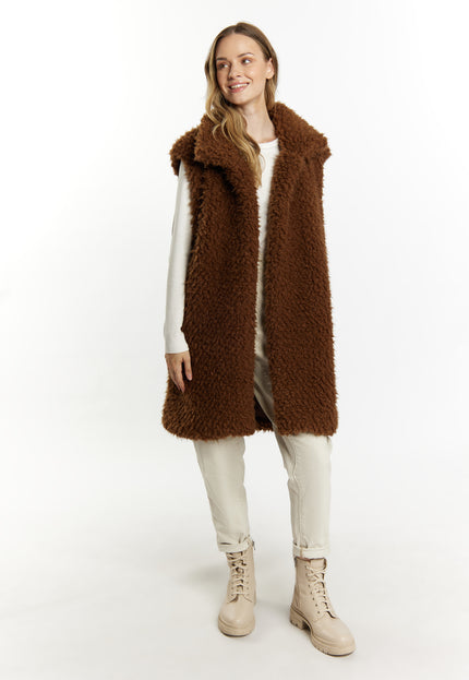 Dreimaster vintage Women's Long Vest Made Of Imitation Fur