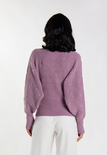 Faina Women's Knitted Sweater With Pearls