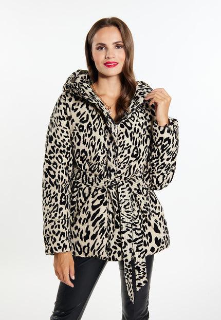 Faina Women's Quilted Jacket With Leopard Print