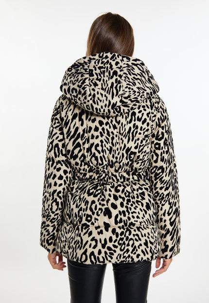 Faina Women's Quilted Jacket With Leopard Print