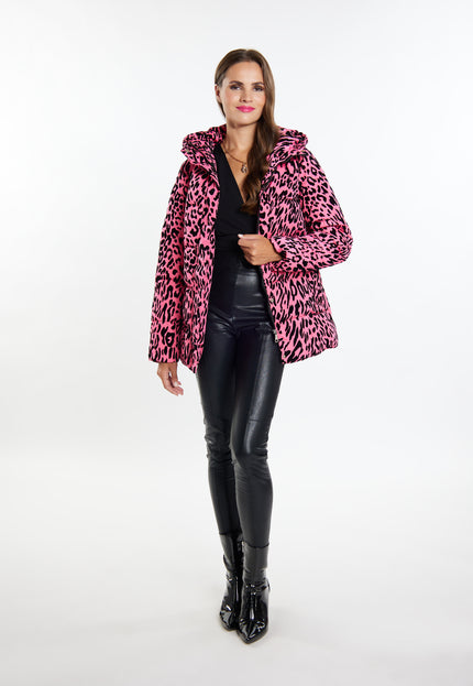 Faina Women's Quilted Jacket With Leopard Print