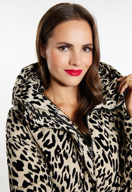 Faina Women's Quilted Jacket With Leopard Print