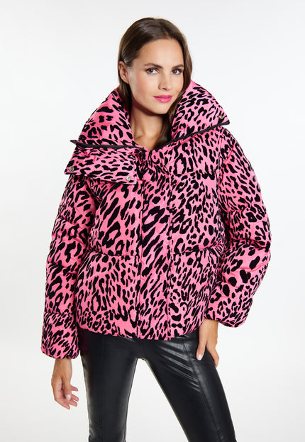 Faina Women's Quilted Jacket With Leopard Print