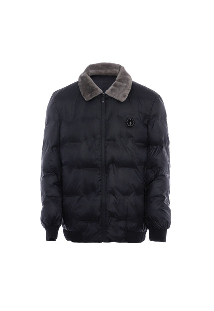 Taloon Men's Quilted Jacket With Faux Fur Collar