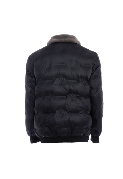 Taloon Men's Quilted Jacket With Faux Fur Collar